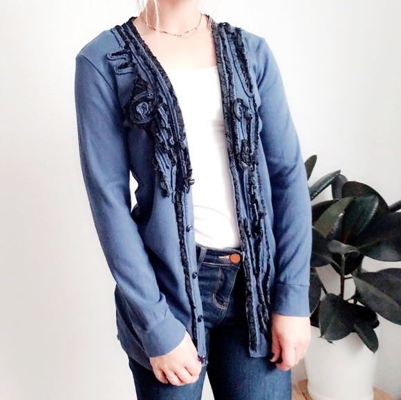 J. Crew Sweaters - J. Crew Ruffle Button Down Cardigan Duster Sweater
